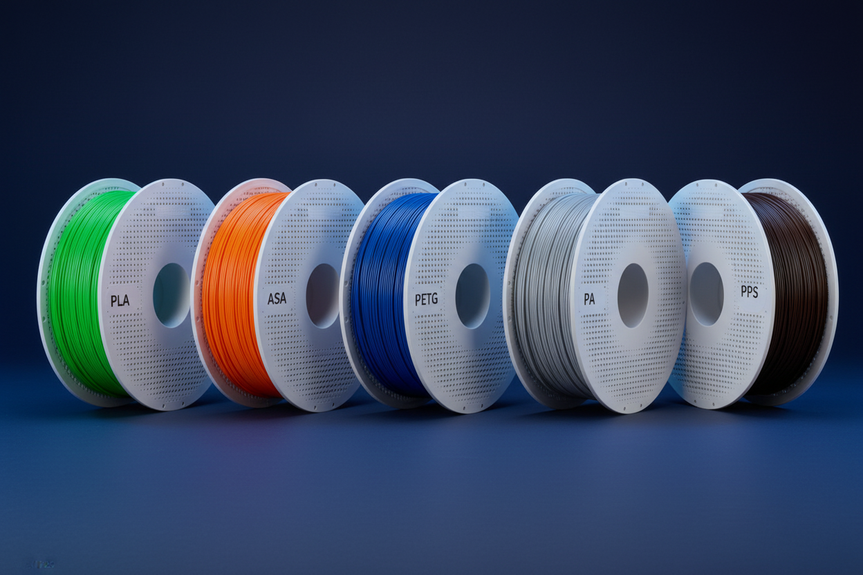 Quel matériau choisir pour l'impression 3D ? PLA, PETG, ABS, ASA, PC, TPU, PA, PET, PPS : le comparatif technique