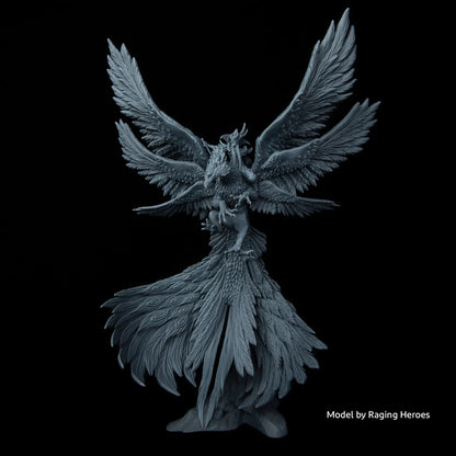 Figurine ailée très détaillée imprimée en résine ELEGOO 8K Space Grey (modèle Raging Heroes)
