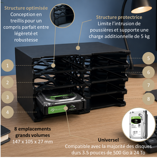 Boîtier Disque Dur 8 Baies pour 3.5" HDD/SSD