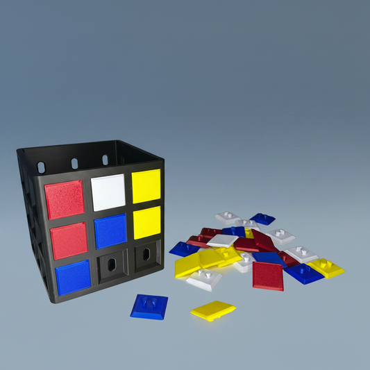Carreaux de couleur CUBIK clipsés sur le châssis