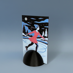 Tableau 3D « La glisse enchantée » de trois quarts sur son socle noir
